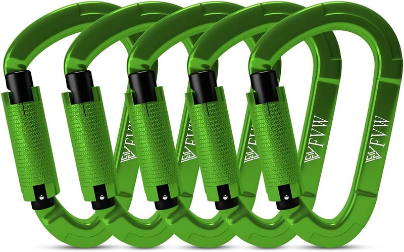 FVW Auto Locking Rock Climbing Carabiner Clips,Professional 25KN (5620 lbs) Heavy Duty Caribeaners for Rappelling Swing Rescue & Gym etc, Large D-Shaped Carabiners - Image 1